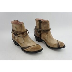 Miss Marcie Women's Tan Leather Ankle Boots Side Zip Desert Dancer Size 8M